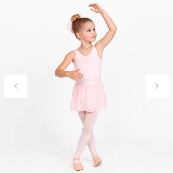 FREESTYLE DANSKIN Tank Leotard Sheer Skirt Pink Girl’s Size 6X - Picture 1 of 9